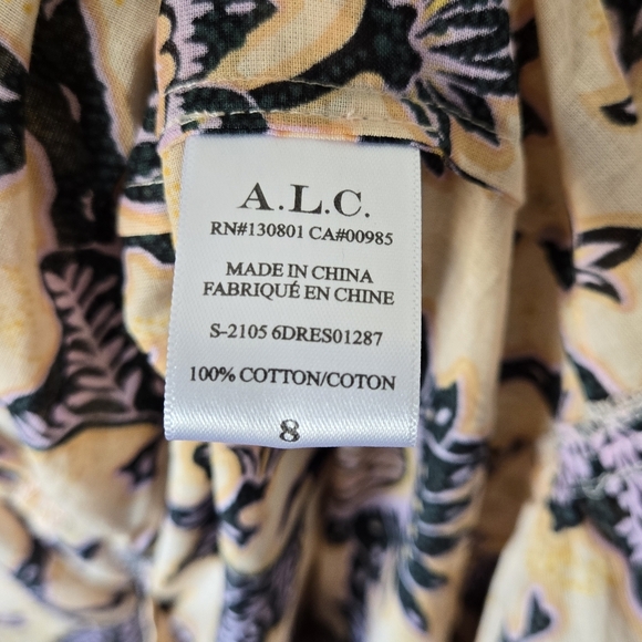 A.L.C. Marcia Printed Cotton Voile Tiered Boho Hippie Dress with Pockets Size 8 - Picture 11 of 11